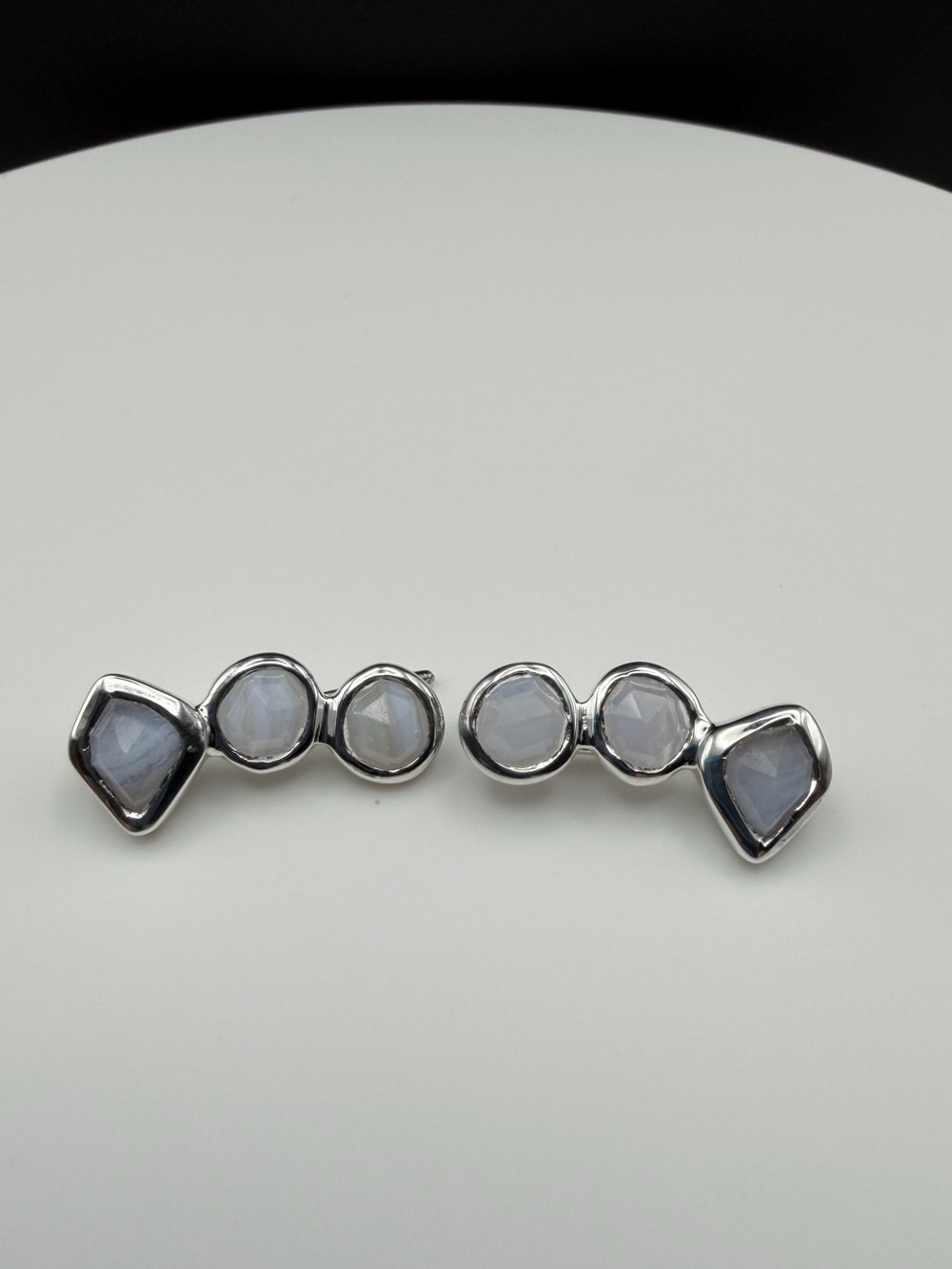 MONICA VINADER Silver Ear Climbers with Light Gray Faceted Stones